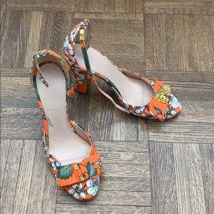 J.Crew Collection Lena Pumps Orange Floral SZ 6.5